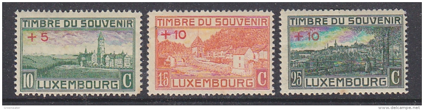 Luxemburg 1921 Errchting Eines Kriegerdenkmals 3v * Mh (=mint, Hinged)  (some Brown Spots On Gum) (29875) - Ongebruikt