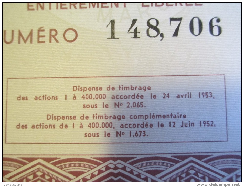 Mines D'AOULI/Maroc/ Action De 2 500 Francs Au Porteur / 1956    ACT110 - Mines