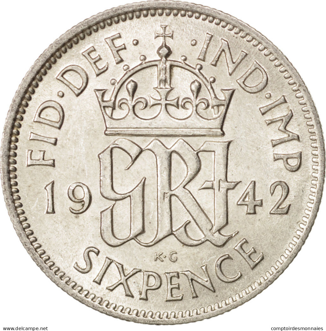 Monnaie, Grande-Bretagne, George VI, 6 Pence, 1942, SPL, Argent, KM:852 - H. 6 Pence