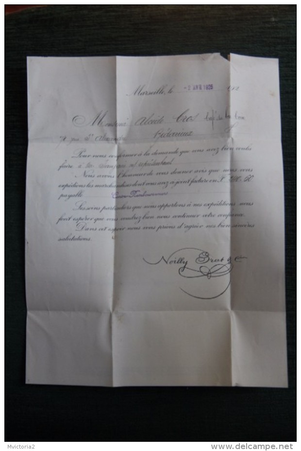 Lettre  Timbrée Signée NOILLY PRAT   - Champagne NOILLY PRAT  - De MARSEILLE à BEZIERS, - Storia Postale