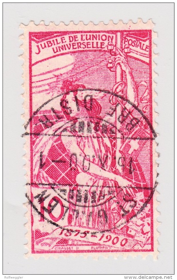 Schweiz UPU 1900 10Rp  #78A St Gallen 15.10.1900 Abart 2.05 Kugelfleck Hüfte - Oblitérés