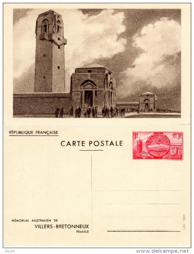 Lot 2 CPA - Villers Bretonneux (80) Entiers Postaux Avec Timbres - Mémorial Australien - Port Gratuit - Villers Bretonneux