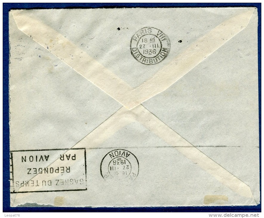 Norvège - Enveloppe Commerciale De Oslo Par Avion ( étiquette) Pour Paris En 1936  Voir 2 Scans   Réf. 976 - Lettres & Documents