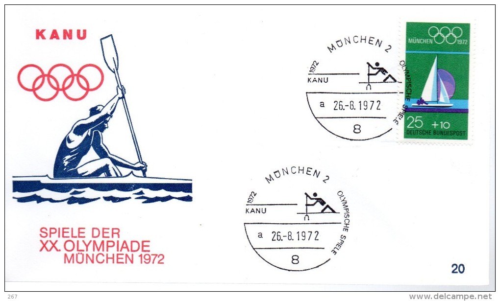 ALLEMAGNE Cover  FDC Munich 2   Jo 1972  Canoe Voile - Kanu