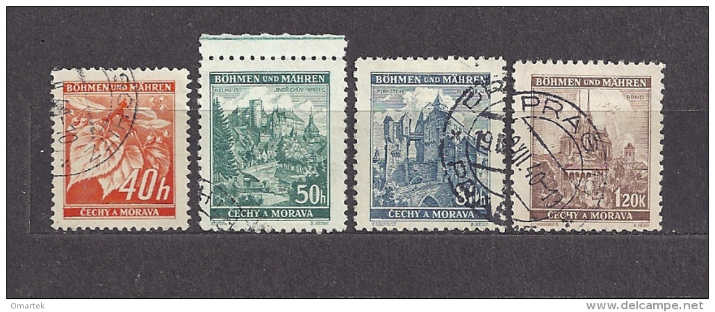Böhmen Und Mähren Bohemia & Moravia 1940 Gest. Mi. 38-41 Burgen, Städte. Cities And Castles II  C.2 - Used Stamps