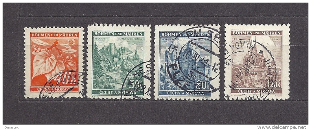 Böhmen Und Mähren Bohemia & Moravia 1940 Gest. Mi. 38-41 Burgen, Städte. Cities And Castles II  C.3 - Used Stamps