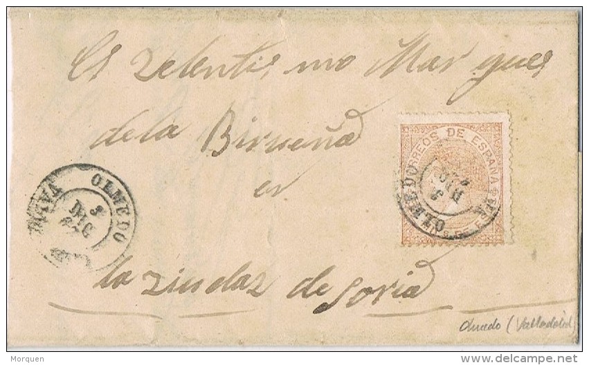 18009. Carta OLMEDO (valladolid) 1867 A Soria. Isabel II - Cartas & Documentos