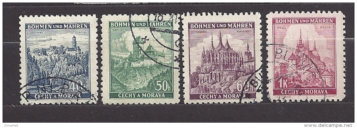 Böhmen Und Mähren Bohemia & Moravia 1939 Gest. Mi. 25, 26, 27, 28 Burgen, Städte. Cities And Castles I.  C.2 - Used Stamps