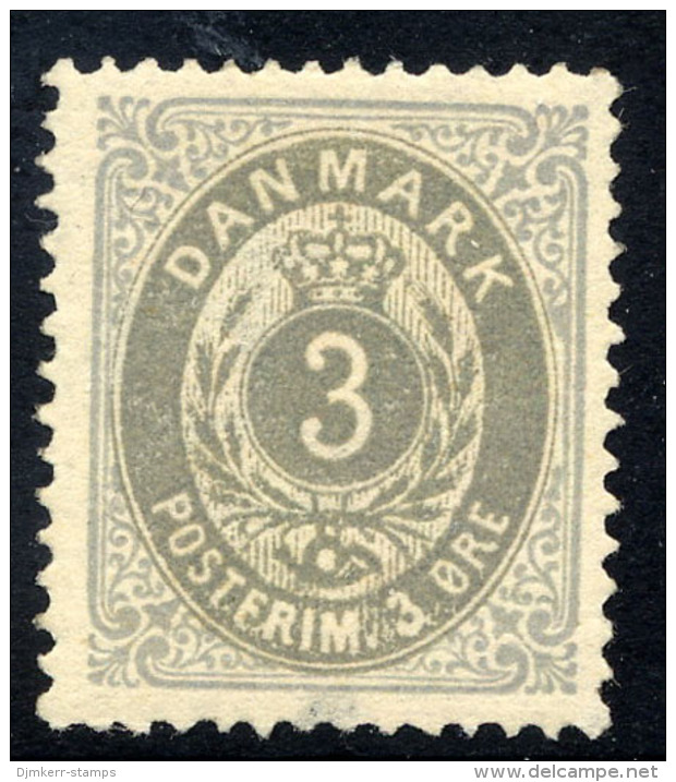 DENMARK 1875 3 øre  Perforated 14:13½ Grey/grey-blue LHM / *.   Michel 22 I YAa - Unused Stamps