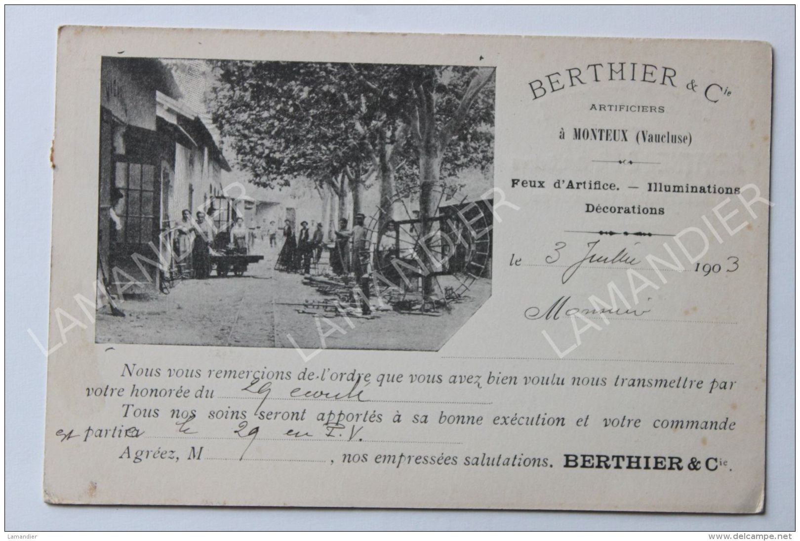 CPA -  84 - MONTEUX - BERTHIER &amp; Cie Feux D'Atifice - Illuminations Décorations 1903 - Monteux