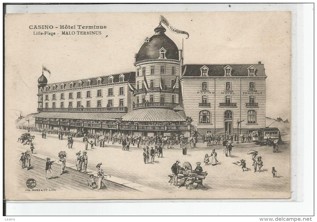 MALO TERMINUS   CASINO  Hotel Terminus  ,dessin D'illustrateur - Malo Les Bains