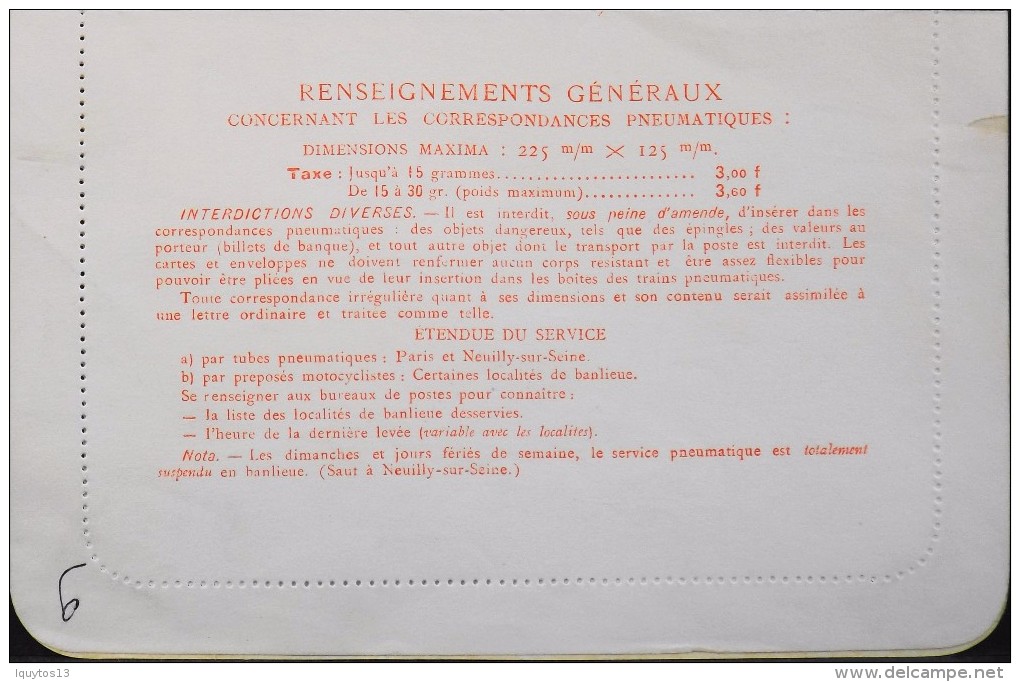 FRANCE 1971 - ENTIER POSTAL 2622CLPP - Carte Pneumatique - TBE - - Neumáticos