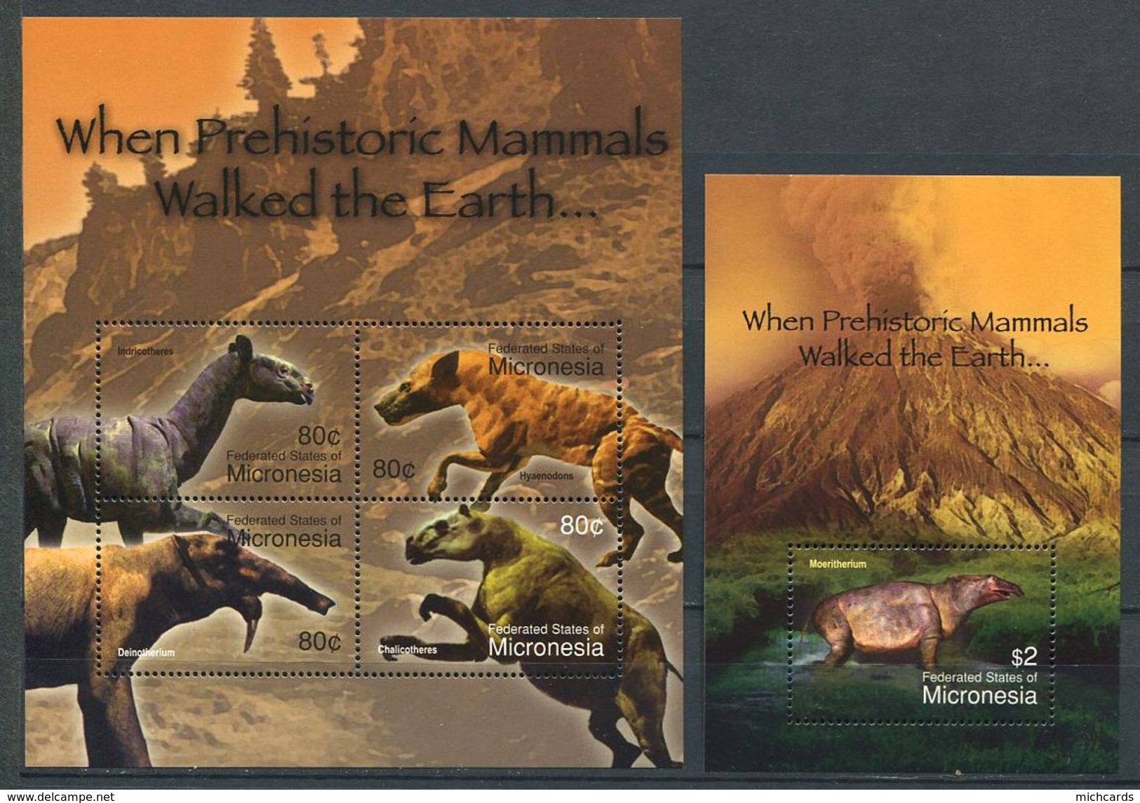 163 MICRONESIE 2004 - Faune Prehistorique Dinosaure (Yvert 1334/37 - BF 141) Neuf ** (MNH) Sans Trace De Charniere - Micronésie