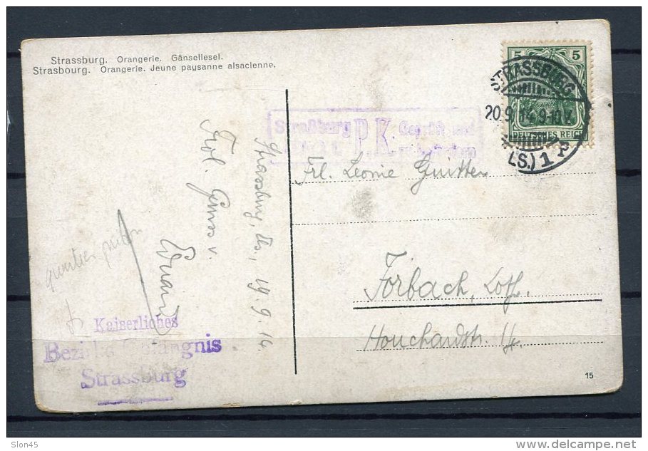 Germany WWI Alsace 1914 - Postcard Strasbourg To Forbach - Censor - Covers & Documents