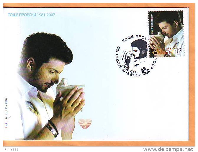 Macedonia 2007 Y FDC Personalities Singer Tose Proeski Mi No 448 Postmark Skopje 15.12. - North Macedonia