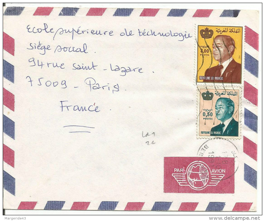 MAROC LETTRE AVION DE BERKANE POUR LA FRANCE 1991 - Marruecos (1956-...)