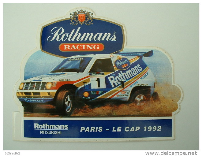 AUTOCOLLANT MITSUBISHI  - ROTHMANS RACING - PARIS LE CAP 1992 - Aufkleber