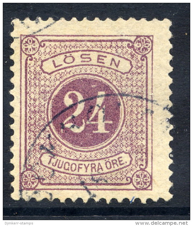 SWEDEN 1882 Postage Due 24 öre Purple Perf. 13, FU  Michel 7b A - Postage Due