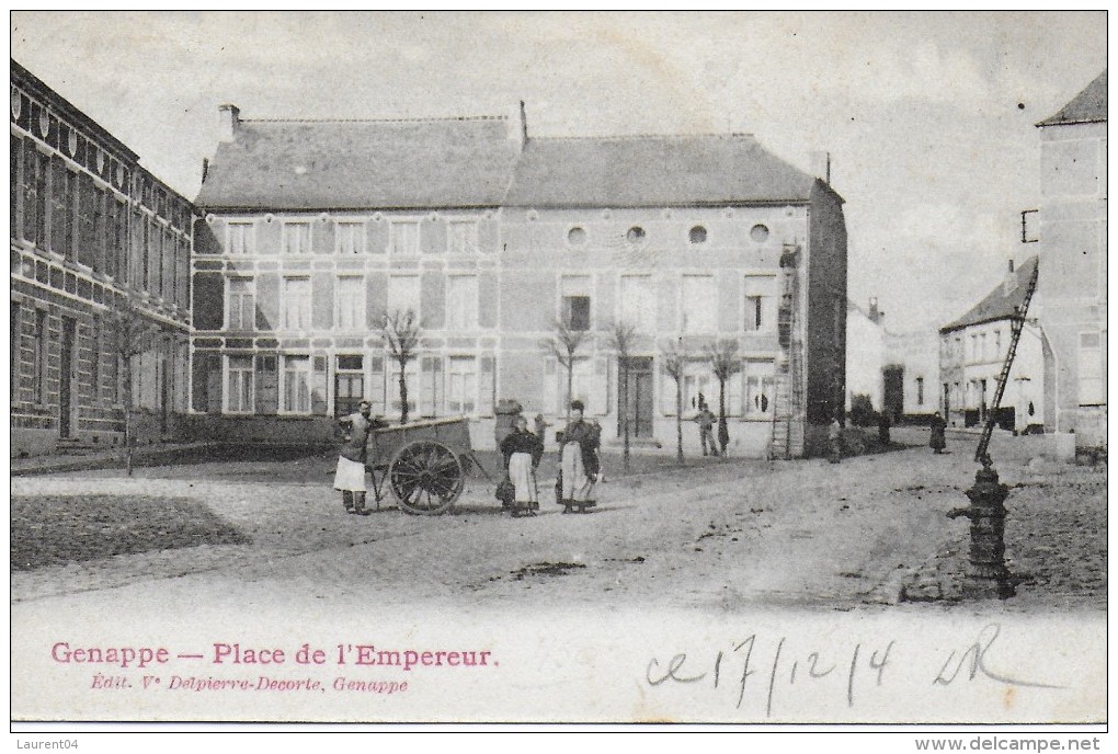 GENAPPE.  PLACE DE L'EMPEREUR. ANIMATION, CHARETTE, FONTAINE ... - Genappe