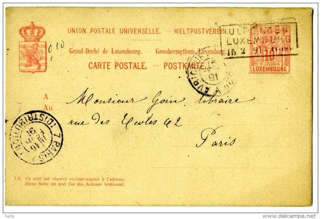 Carte Grand Duché Du Luxembourg 1891 - Autres & Non Classés