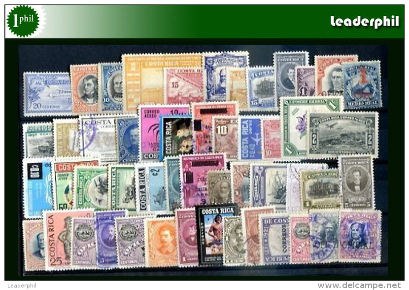 COSTA RICA 50 DIFFERENT STAMPS LOT, VF - Costa Rica