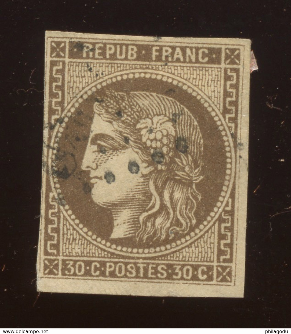 Cérès  30c Brun,  47 Oblit. Légère Filet Touché   , Cote 280 &euro;, - 1870 Bordeaux Printing