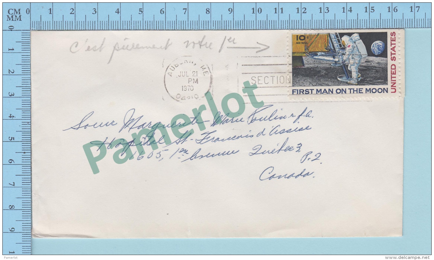 First Man On The Moon  - 10&cent; USA Stamp Cover Auburn ME 1970 - Amérique Du Nord