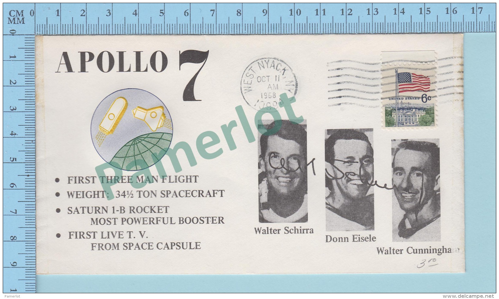 FDC- 1968 -  Cachet : Apollo7 -  First Three Man Flight - United States