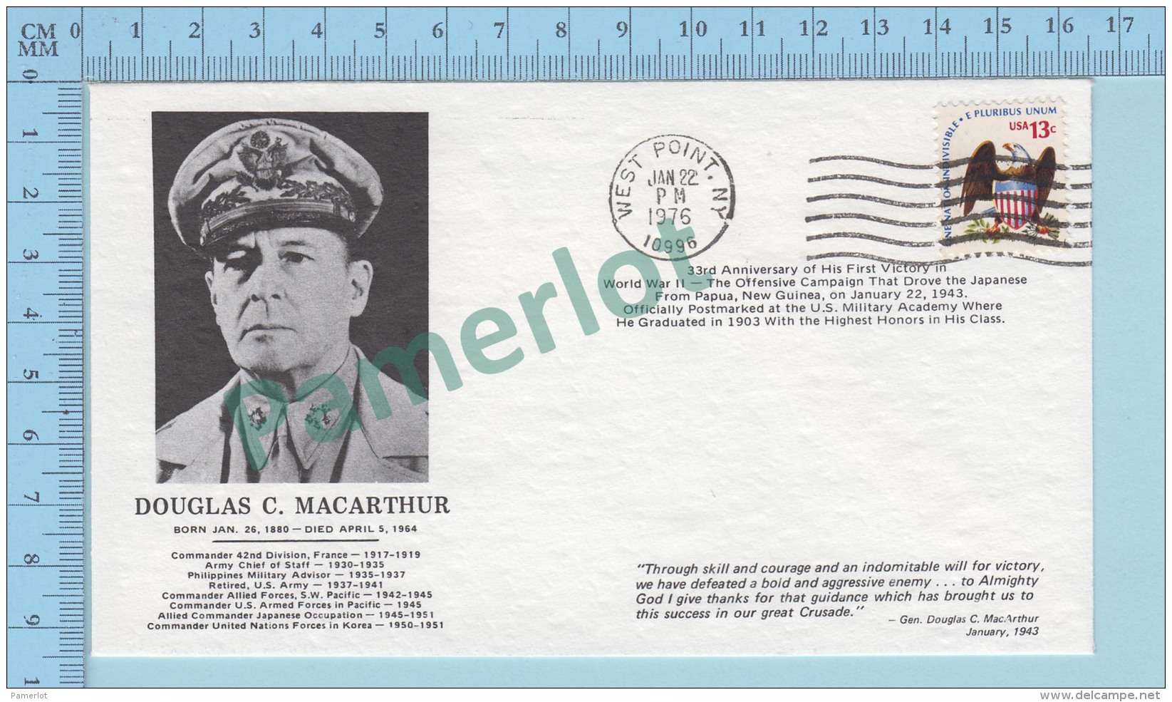 Commemorative -  Cachet :  Douglas C. Macarthur Cover : West Point 1976 - Militaria