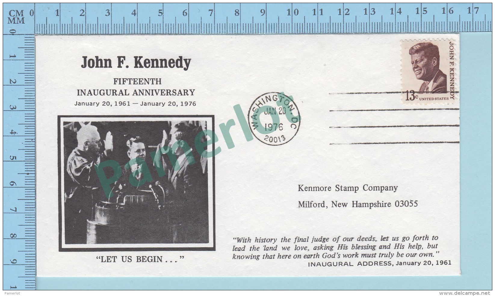 Commemorative -  Cachet :  John F. Kennedy  Fifteenth Inaugural Anniversary Cover : Washington  1976 - Militaria