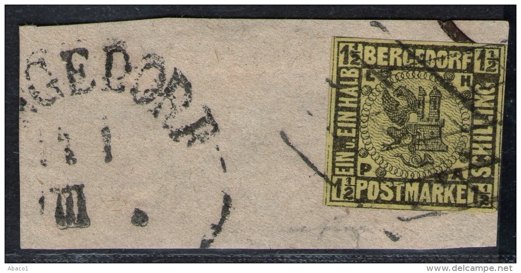 1 1/2 Shilling Gelb - Bergdorf Nr. 3 Auf Briefstück - Geprüft BPP - Kabinett - Bergedorf