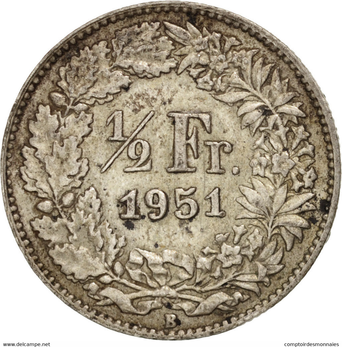 Monnaie, Suisse, 1/2 Franc, 1951, Bern, TTB, Argent, KM:23 - Otros & Sin Clasificación