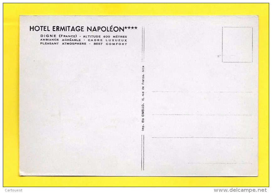 CPSM 04 DIGNE Hôtel Ermitage Napoléon  (Illustrateur Aquarelle ) - Malerei & Gemälde