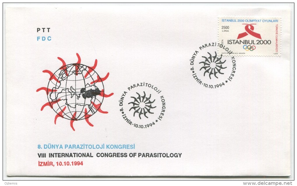 TURQUIE,TURKEI TURKEY VIII INTERNATIONAL CONGRESS OF PARASITOLOGY IZMIR FDC - Lettres & Documents