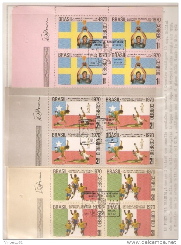 MEXICO 1970 BRASIL WINNER WORLD CUP SOCCER BRASIL BLOCK OF 4 WITH FDC STAMP - 1970 – Mexico
