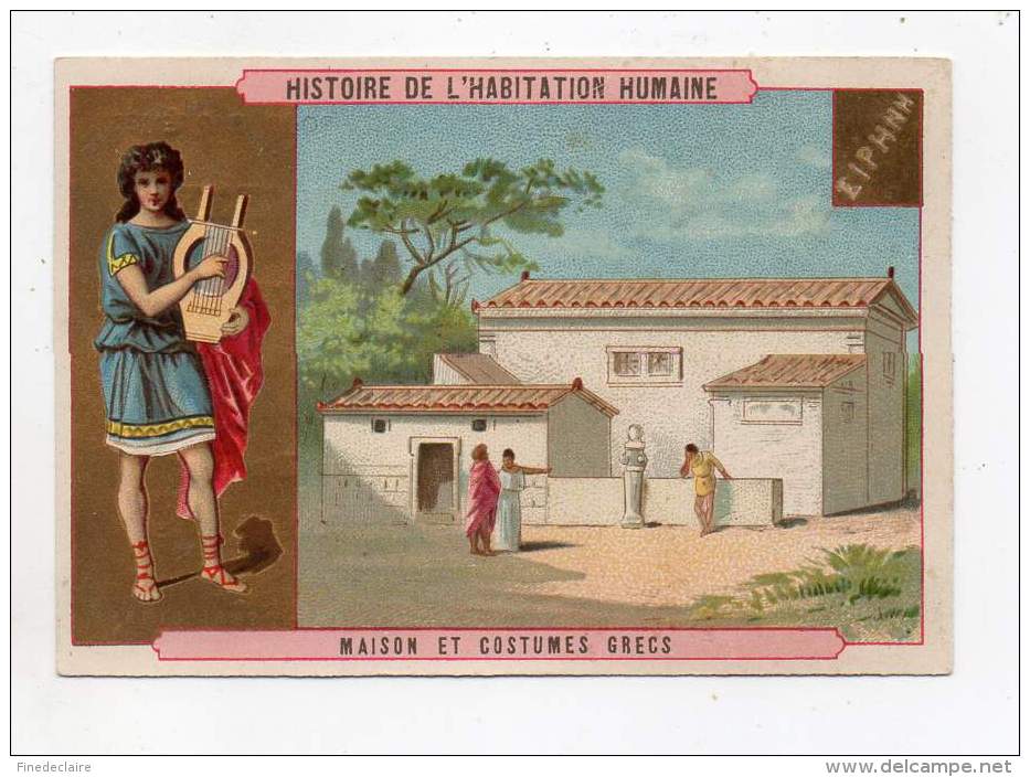 Chromo - Epicerie A. Lambert, Villers Cottrets - Histoire De L'habitation Humaine - Maison Et Costumes Grecs - Autres & Non Classés