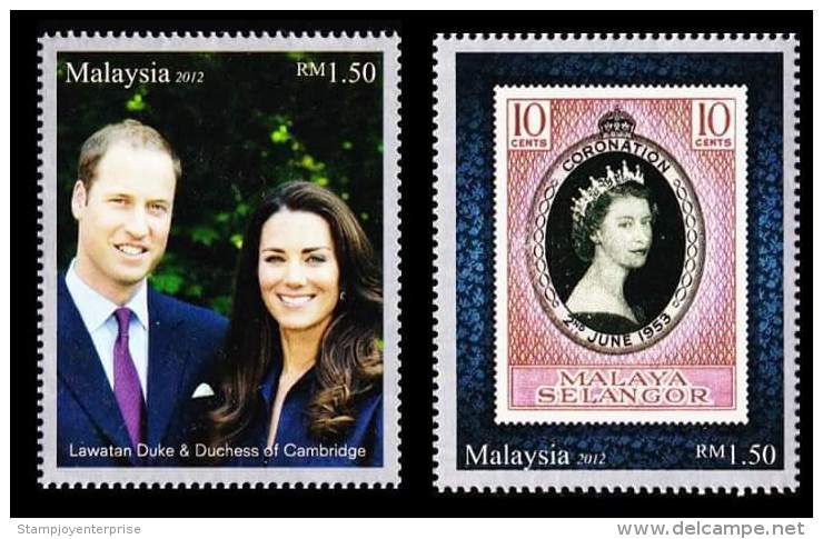 Malaysia The Diamond Jubilee Of Queen Elizabeth II Royal Visit 2012 William And Kate (stamp) MNH - Malaysia (1964-...)