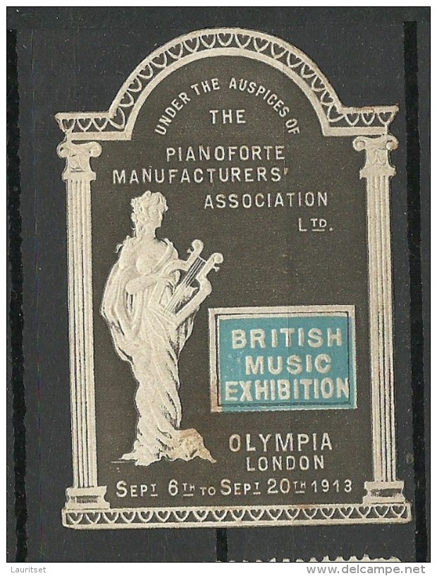 ENGLAND Great Britain 1913 Vignette Advertising Stamp British Music Exhibition Olympia London * - Cinderellas