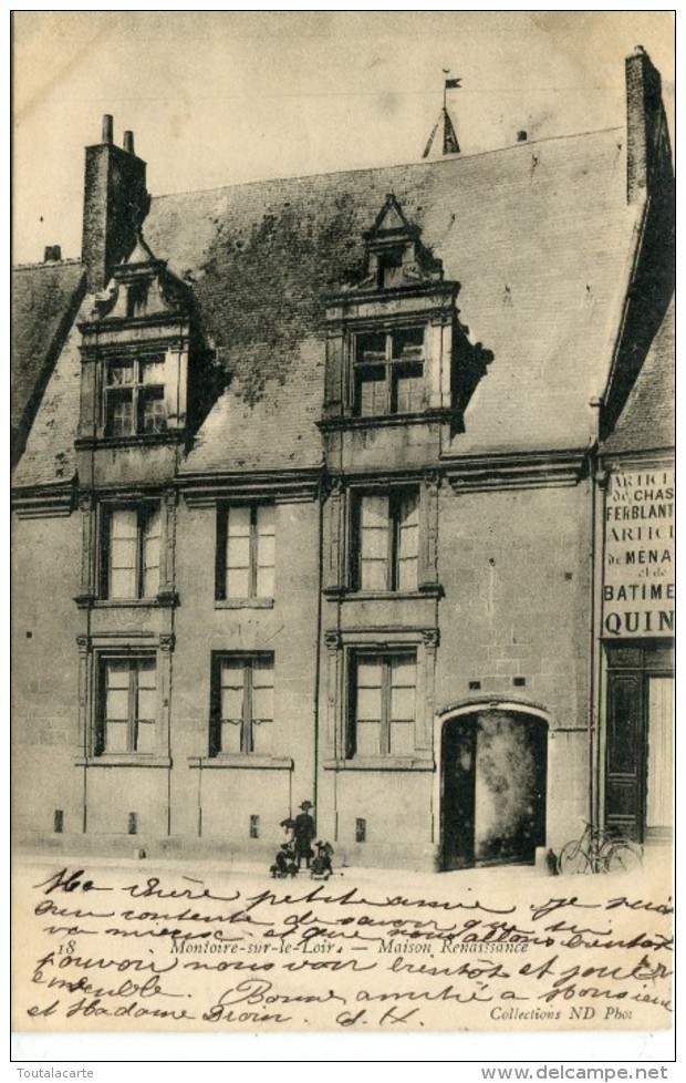 CPA 41 MONTOIRE SUR LE LOIR MAISON RENAISSANCE 1904 - Montoire-sur-le-Loir