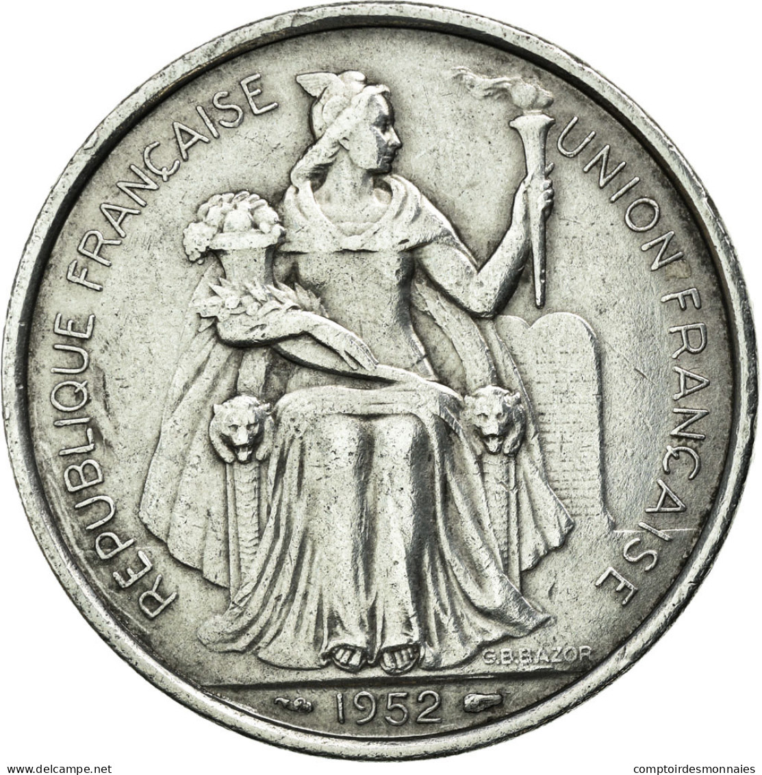 Monnaie, Nouvelle-Calédonie, 5 Francs, 1952, Paris, TTB, Aluminium, KM:4 - Nuova Caledonia