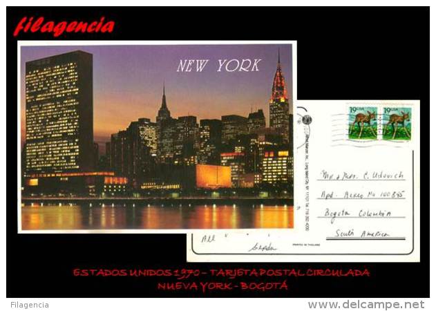 AMERICA. ESTADOS UNIDOS. ENTEROS POSTALES. TARJETA POSTAL CIRCULADA 1994. NEW YORK-BOGOTÁ. FAUNA - Otros & Sin Clasificación