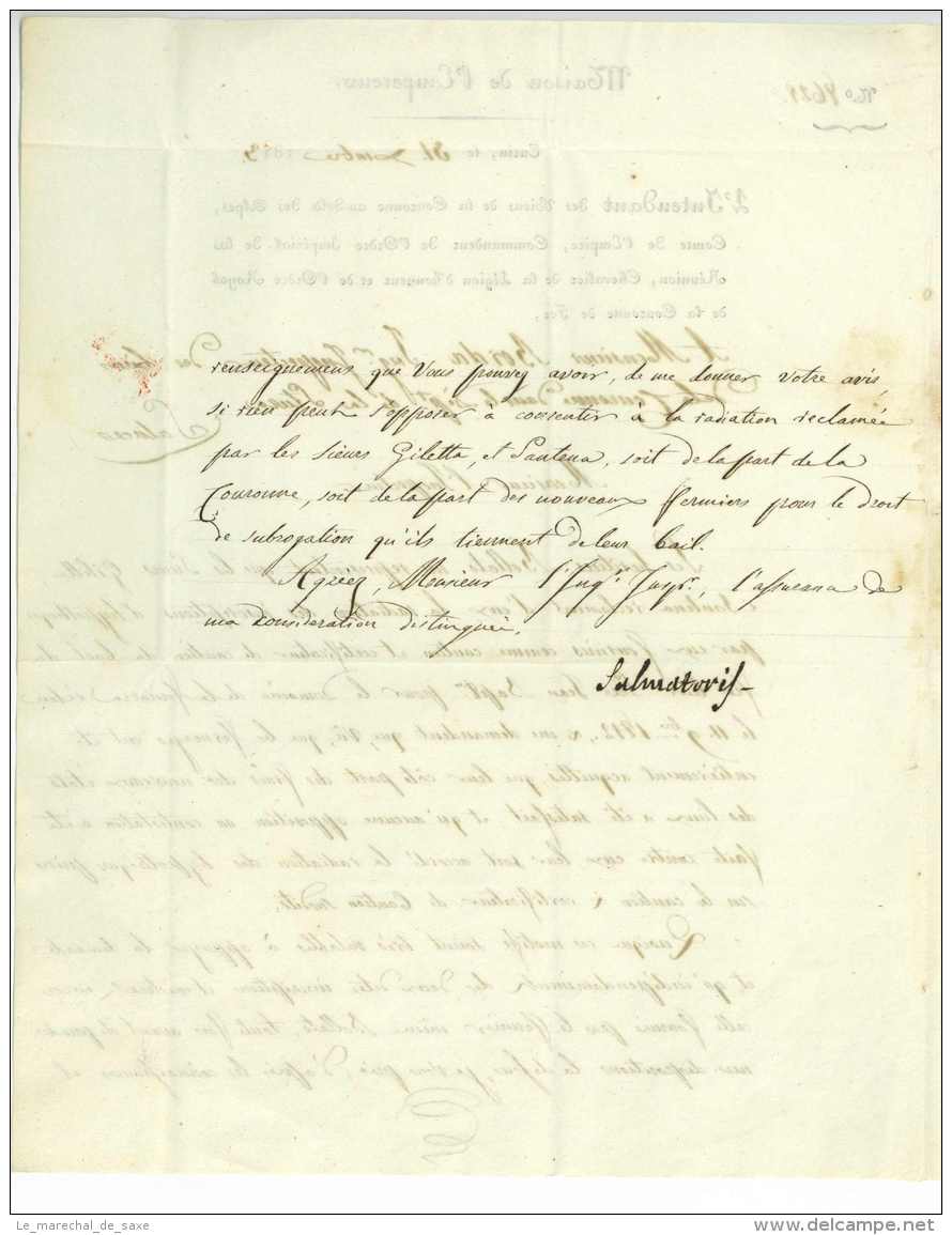 TURIN Torino Pour Saluzzo Saluces 1813 - Franchise INTENDANCE DE LA MAISON DE L'EMPEREUR 104 TURIN - 1792-1815: Dipartimenti Conquistati