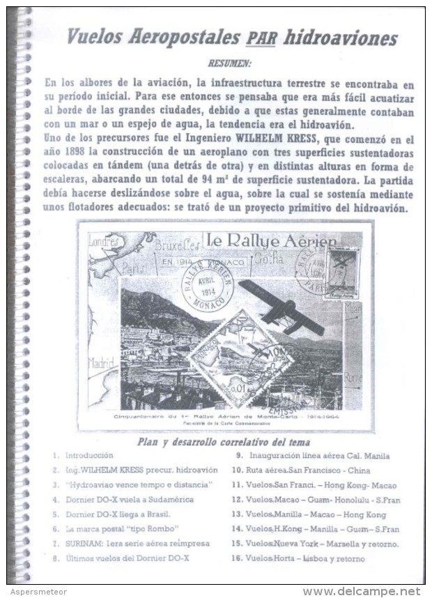 VUELOS AEROPOSTALES POR HIDROAVIONES ALGERIO NONIS Wasserflugzeug  HYDRAVION  SEAPLANE  IDROVOLANTE Hidroavião - Posta Aerea E Storia Aviazione