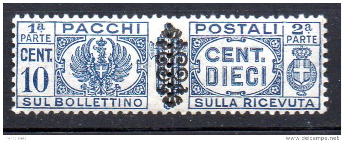 1945- Luogotenenza Pacco Con Fregio Nero N. 49  10 Cent Integro MNH** - Paketmarken