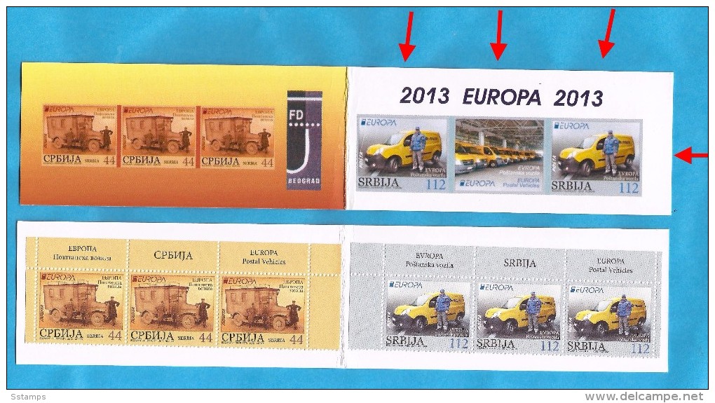 2013  501-02 RRR PROBE   EUROPA POSTFAHRZEUGE  SRBIJA SERBIA  SERBIEN  POSTBUSSE  AUTO  PEUGEOT  BOOKLET FEHLT FARBE MNH - 2013