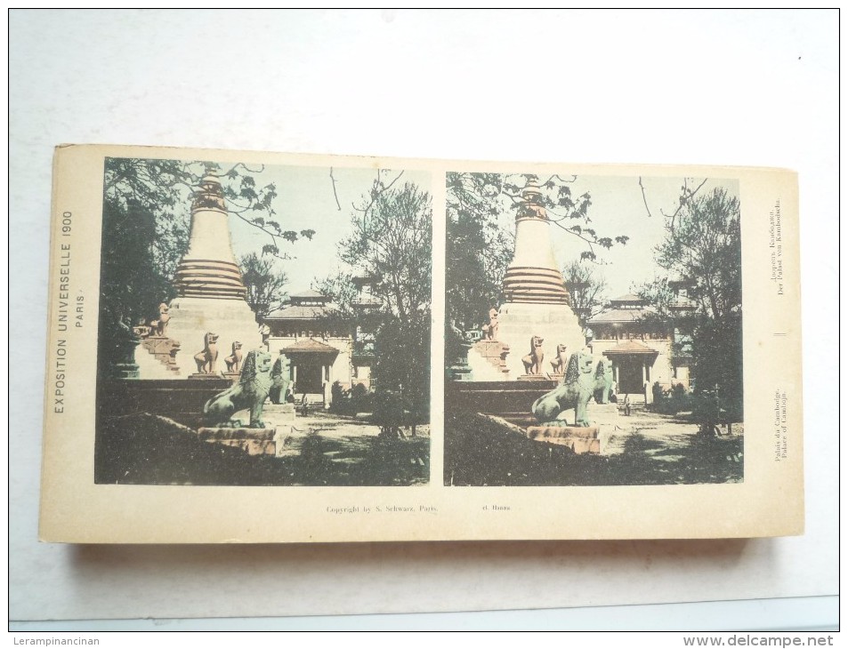 EXPOSITION UNIVERSELLE PARIS 1900 PALAIS DU CAMBODGE COLORISÉ BON ETAT - Photos Stéréoscopiques