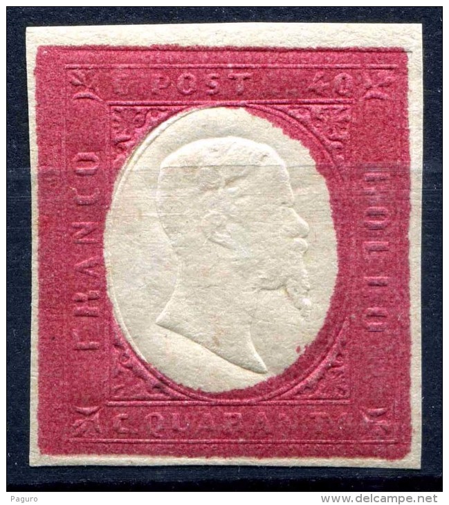 Antichi Stati Regno Di SARDEGNA 1854  C.40 NON EMESSO Firmato A. Diena MLH * - Sardinien