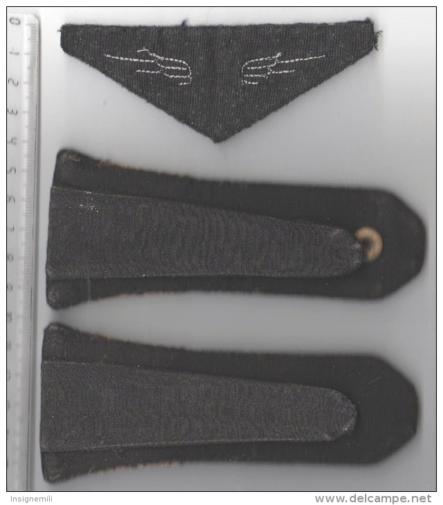 PAIRE D' EPAULETTES BOUTON ANCRE DE MARINE ET ECUSSON Tissu AVIATION - Uniform