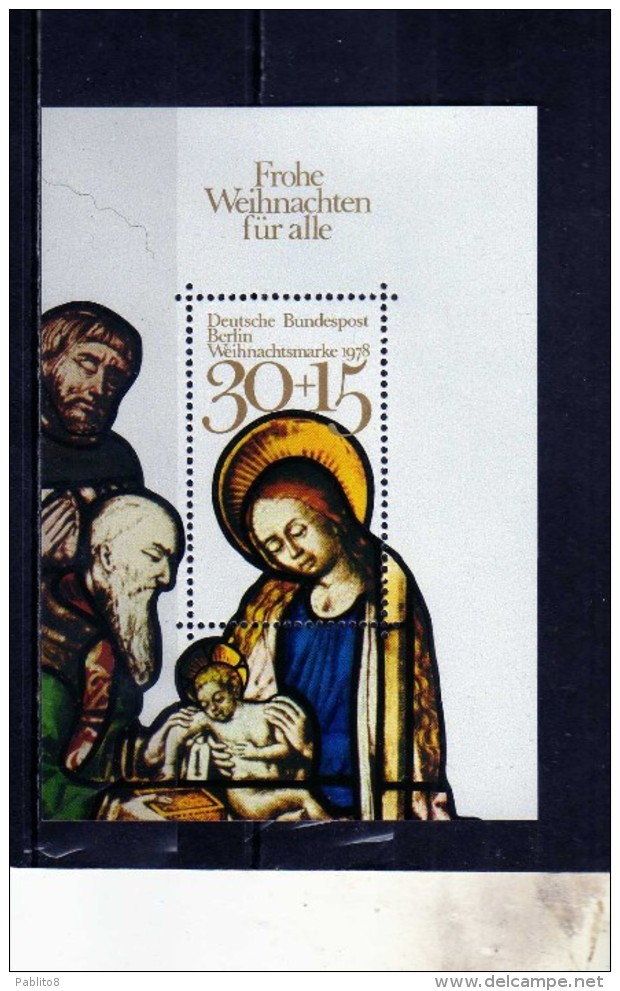 GERMANY  GERMANIA BERLIN BERLINO 1978 CHRISTMAS NATALE WEIHNACHTEN NOEL NAVIDAD NATAL BLOCK SHEET BLOCCO FOGLIETTO MNH - Libretti