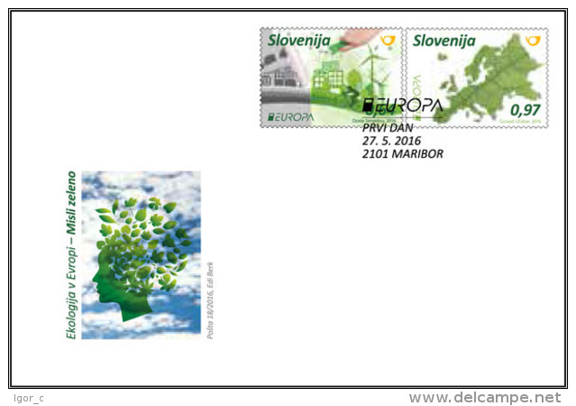 New Neu 2016 Europa CEPT: Ecology – Think Green; Cycling; Wind Energy; FDC Cover - 2016
